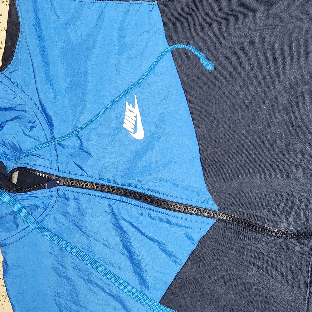 Nike Blue & White 'Just Do It' Spellout Logo Full Zip Hoodie Sweater - Picture 3 of 5